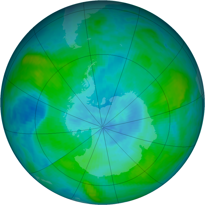 Antarctic ozone map for 24 February 1989